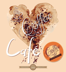 Illustration with coffee background
