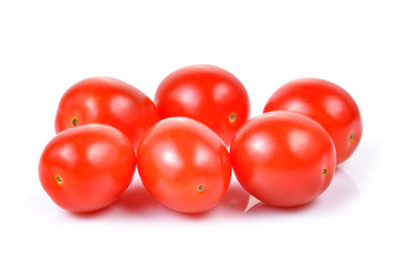 red cherry tomatoes isolated on white background.