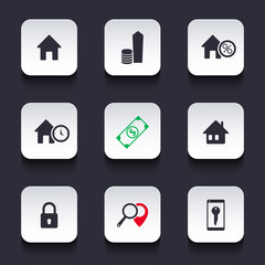 Real estate rounded square icons vector illustration, eps10