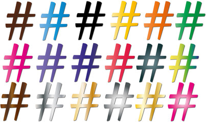 18 hashtag colorati