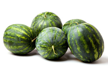 Watermelons. Group of sweet watermelon isolated on white.