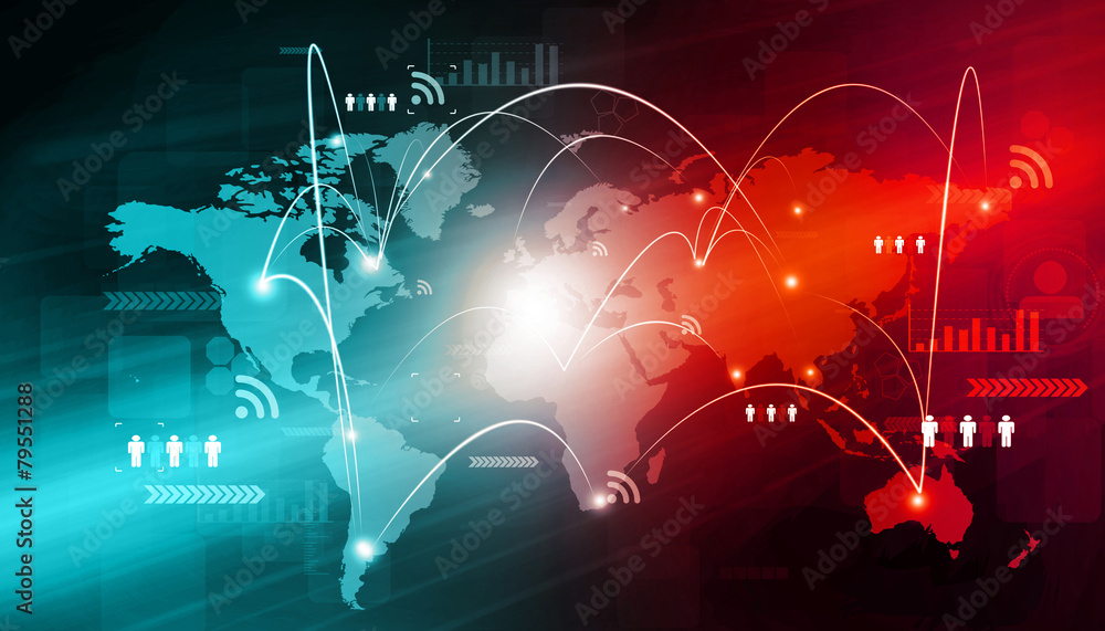 Poster global networking of business .