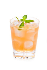 Closeup of alcoholic cocktail isolated on a white background