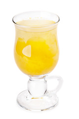Closeup of alcoholic cocktail isolated on a white background