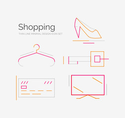 Outline design shopping icon set