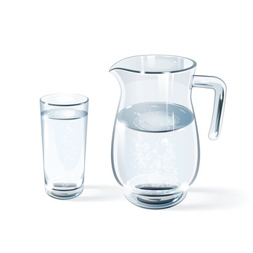glass of water and glass jug