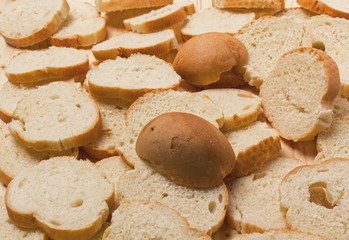 Sliced french baguette on the table