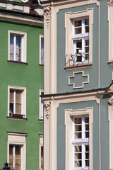 Fototapeta na wymiar Buildings closeup in Rynek, Wroclaw, Poland