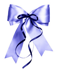 blue bow with dark ribbon made from silk