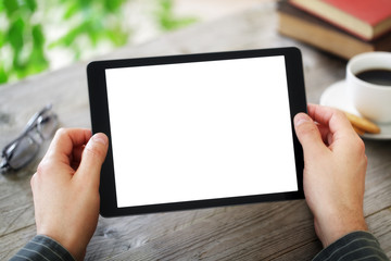 Digital tablet with blank screen - obrazy, fototapety, plakaty