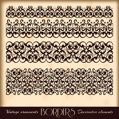 Fototapeta premium Borders decorative elements. Retro style set.