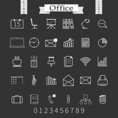 Business and office thin icons set. Trendy line icons for web