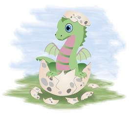 Little fairy dragon, vector illustration