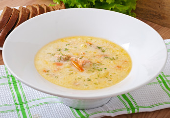 Finnish creamy soup with salmon