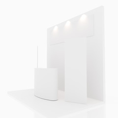 Blank white trade show booth