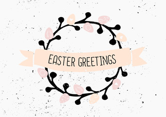 Hand Drawn Easter Greeting Card Template
