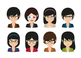 Female asian avatar wearing glasses