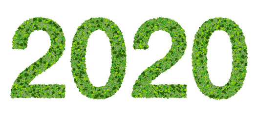 Year 2020, date made from green leaves.