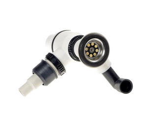 sanitary plastic siphon sink isolated white background