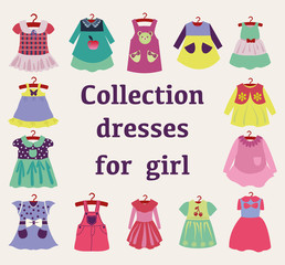 Vector Set of Fashion girl dresses