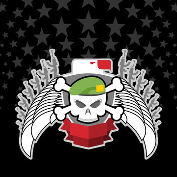  Skull in beret with the Eagle. war emblem.