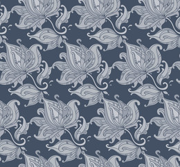 Seamless vector pattern with  floral ornament