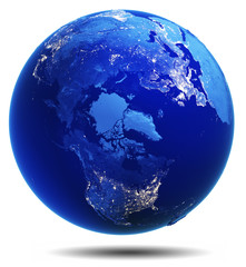 Planet Earth white isolated