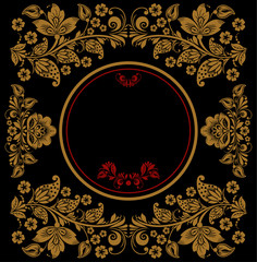 Vector background of floral pattern with traditional russian