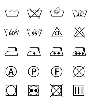 set icons guide for washing vector illustration