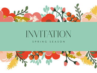 Invitation card with floral background. Vector design