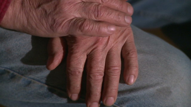 Close up of an older mans hands