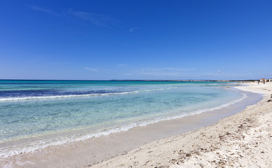 Fototapeta na wymiar Beach of des Trenc at the island of Majorca