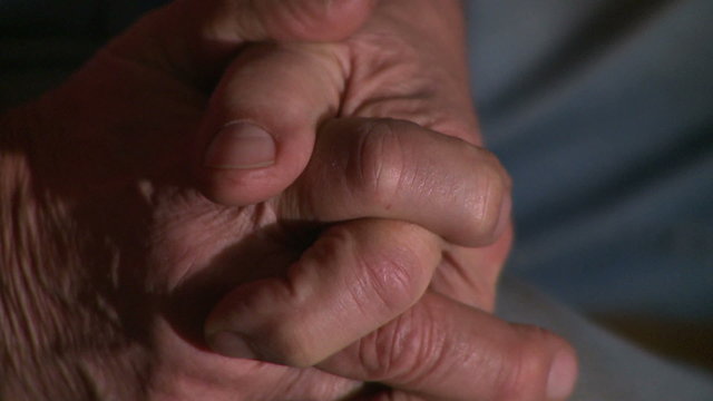 Close up of an older mans hands