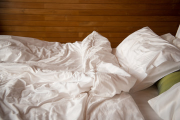 the bed after waking up