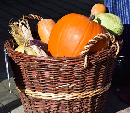 Pumpkin and other vegetables in a basket