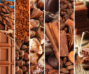 Tasty and sweet chocolate in collage