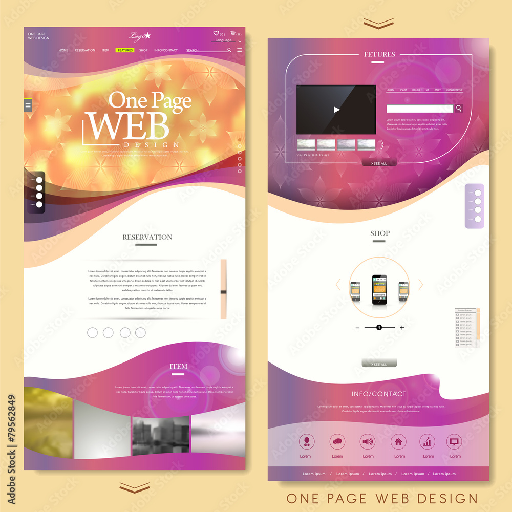 Canvas Prints blurred trendy one page website design template