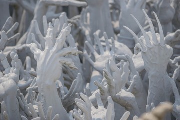 Hands Statue from Hell in Wat Rong Khun at Chiang Rai, Thailand