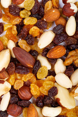 Background from mixed nuts and sultanas