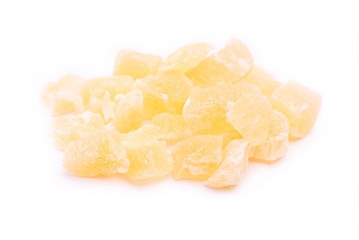 dried pineapple fruit on a white background