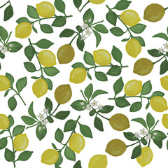 seamless pattern with lemon branches