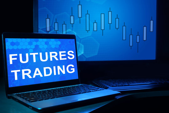 Computer With Words Futures Trading. Trading Concept.