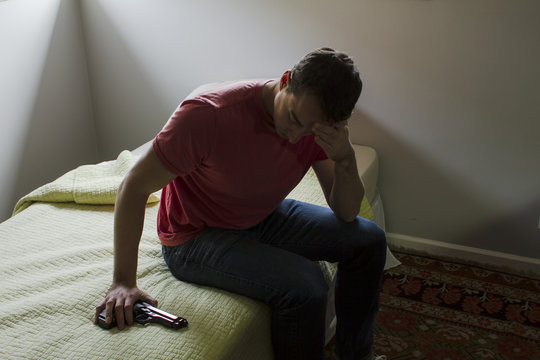 white male with handgun