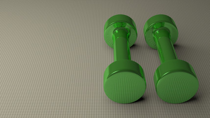 Green glossy dumbbells