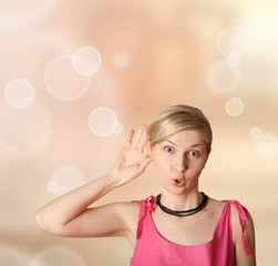 woman overhearing something