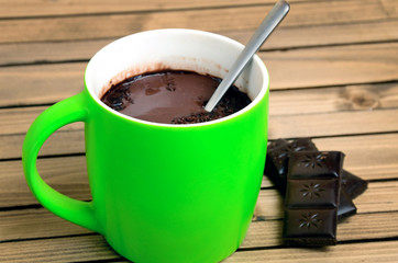 Hot chocolate on table