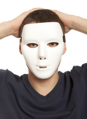 Man with white mask