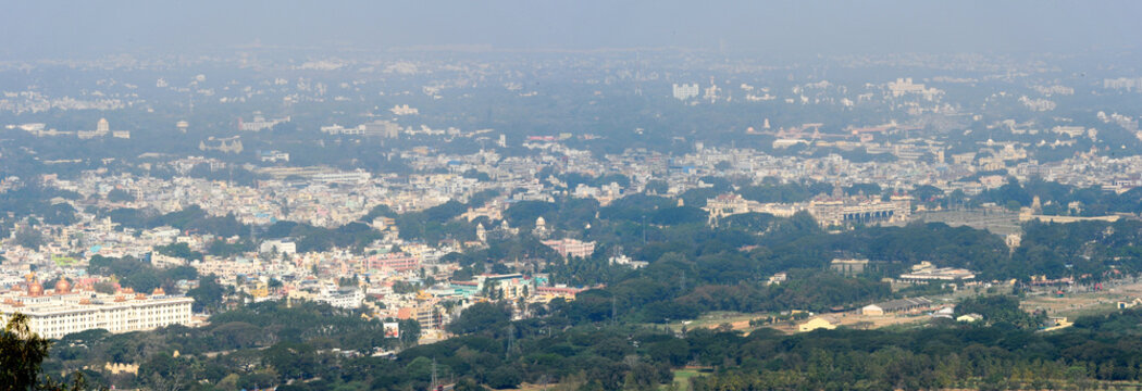 Panoramic view to the city of Mysore