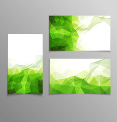 vector green abstract business card templates