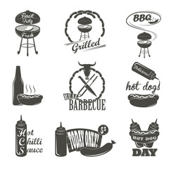 Hot Dog Vintage Typography Labels and Design Elements Sausages